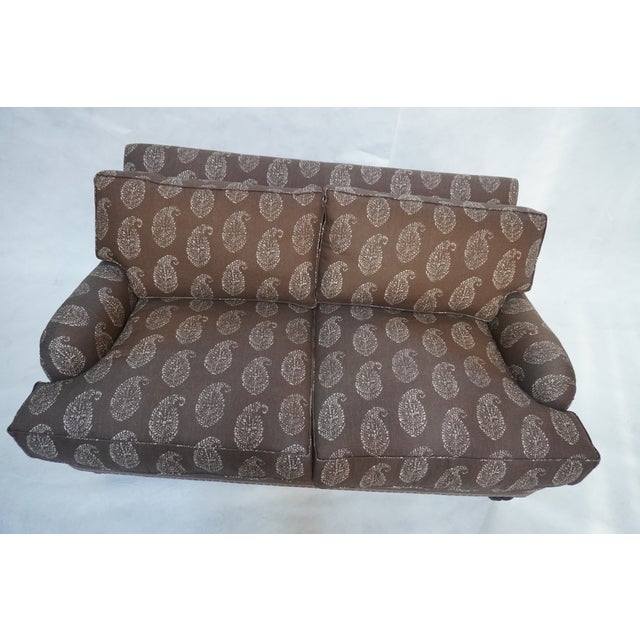 Cambridge Loveseat Sofa in a Paisley Linen by Rooms & Gardens For Sale - Image 9 of 13