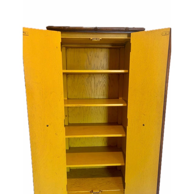Stunning Mid-Century Faux Bamboo Cabinet / Armoire / Hutch For Sale - Image 9 of 12