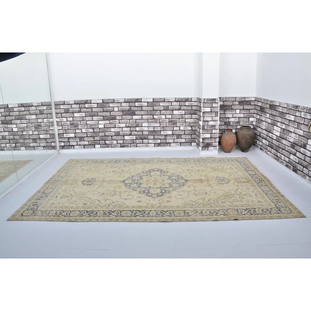 Handmade wool carpet in Turkish Anatolia , Vintage Oushak Rug,Turkish Vintage Anatolian Rug, Handmade wool Rug . One Of...