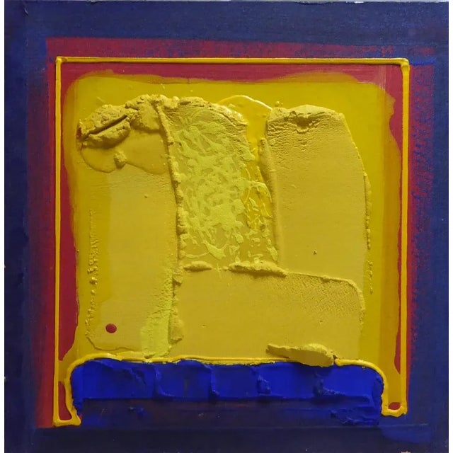 Pigments, sand glue & acrylic on wood This piece is attributed to the mentioned designer/maker. It has no attribution mark...