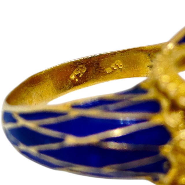 Vintage 18k Enamel and Ruby Ram's Head Ring, Size 9 For Sale In Las Vegas - Image 6 of 11