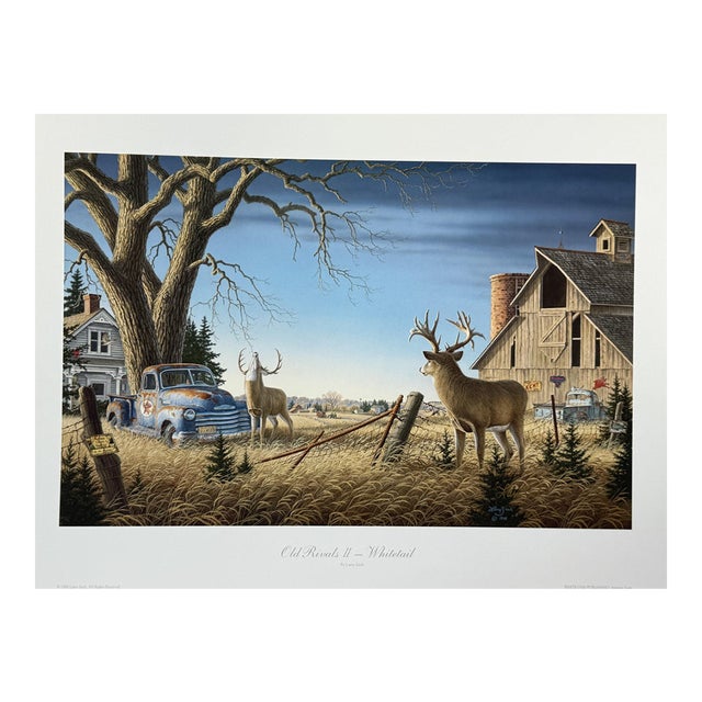 1990s Old Rivals II - Whitetail Deer by Larry Zach Rival Deer Meet ~ Signed Print For Sale