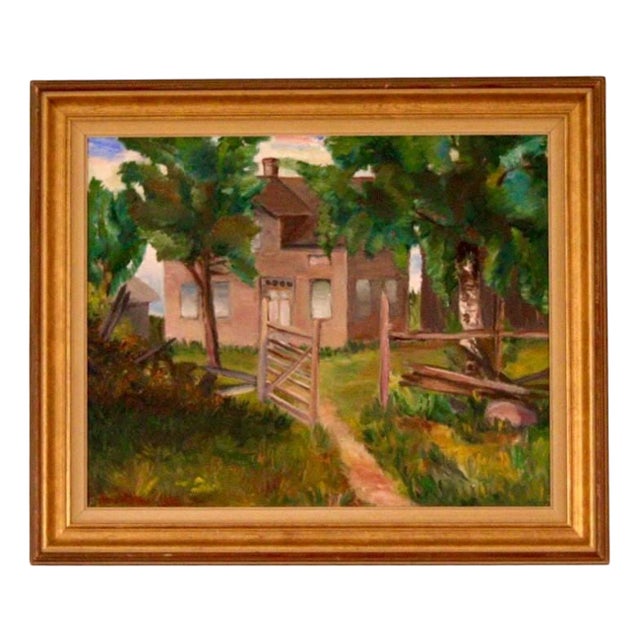 Anna Hoffman, Country Cottage, 1933, Oil on Canvas, Framed For Sale