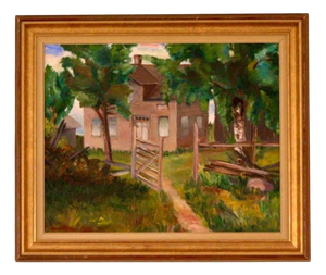 Anna Hoffman, Country Cottage, 1933, Oil on Canvas, Framed