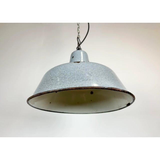 Industrial Grey Enamel Factory Lamp, 1960s For Sale - Image 6 of 13