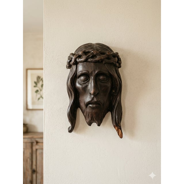 An exceptionally powerful and expressive sacred carving from the early 18th century: a three-dimensional depiction of...