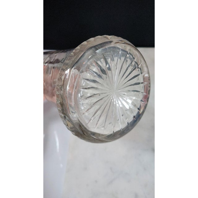 Antique English Sterling Silver & Cut Crystal Decanter Pair — 1899 Birmingham j.g & S Hallmarked, Etched Floral Pattern, Edwardian Bar Cart Accents For Sale - Image 16 of 16