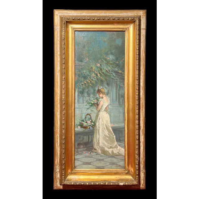 Salvatore Postiglione, Pastime of a Young Lady from a Good Family, Oil on Canvas, 19th Century, Framed For Sale - Image 17 of 17