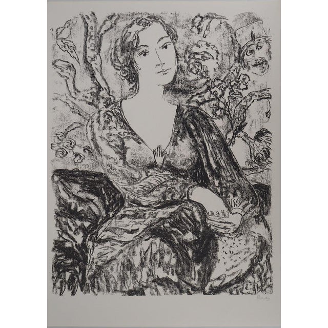 Leopoldo Presas, Pensive Young Woman, Lithograph For Sale - Image 8 of 8