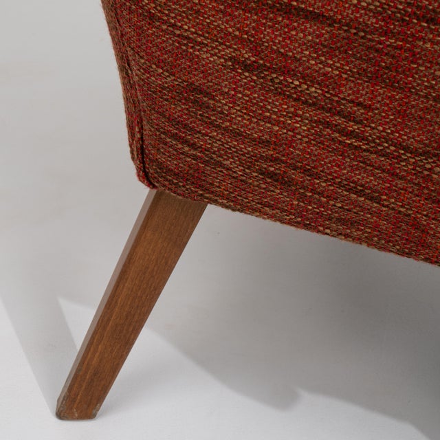 Pair of Mid-Century Modern Upholstered Armchairs Burnt Orange For Sale - Image 9 of 14
