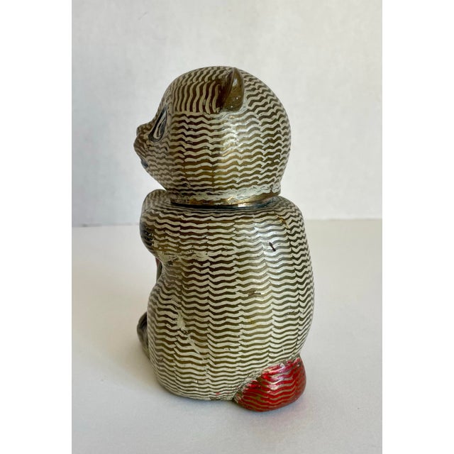 Brass Vintage Indian Brass & Enamel Figurative Bear Lidded Trinket Box For Sale - Image 8 of 9