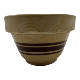 A Very Nice Small Sized Yellow Ware Mixing Bowl With a Brown Band Decoration, 1890’s For Sale