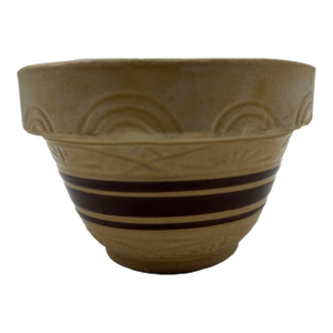 A Very Nice Small Sized Yellow Ware Mixing Bowl With a Brown Band Decoration, 1890’s