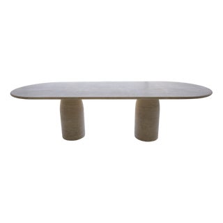 Travertine Oval Dining Table by My Habitat Design For Sale