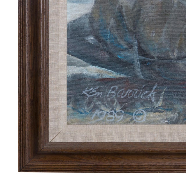 Vintage original Painting on Linen by New Mexican Muralist (dec.) Ken Barrick, Chair of Art Department at the University...