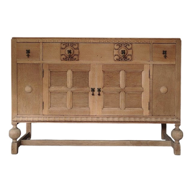 Antique Natural Tiger Oak Sideboard For Sale