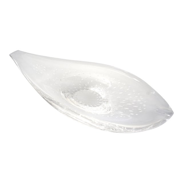 Kosta Boda Crystal Fish Dish Bowl Bucccilante Controlled Bubbles and Smiling Face For Sale