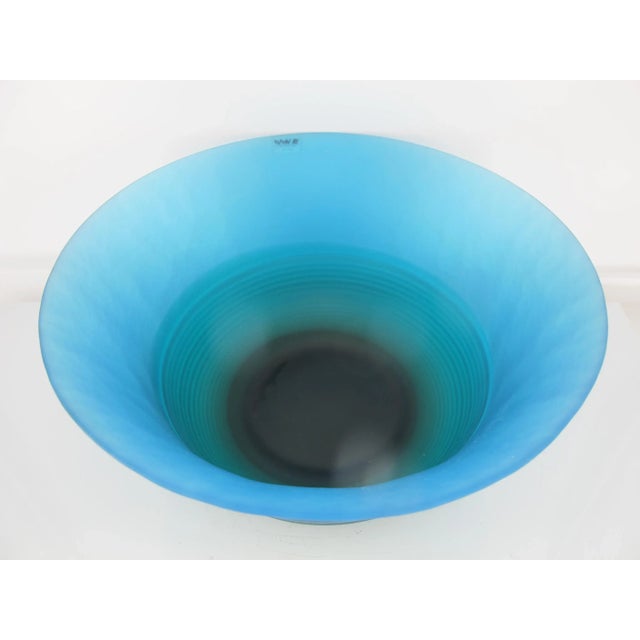 Murano Large Italian Murano Blue Art Glass Bowl by VeArt For Sale - Image 4 of 7