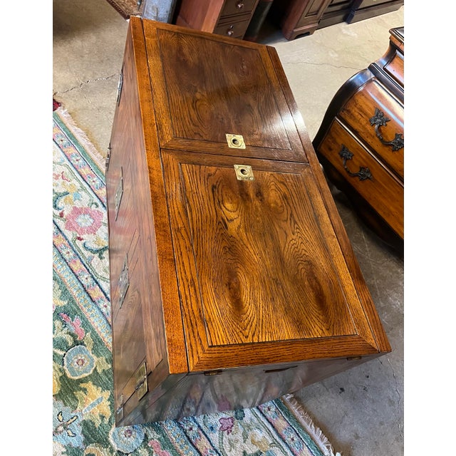 Late 20th Century Henredon Campaign Style Bar Cart For Sale - Image 11 of 12
