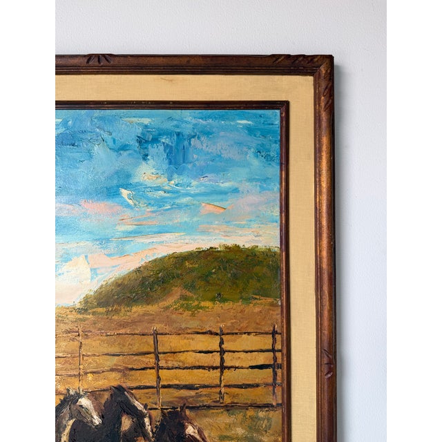 Brown 1970s Dhley Impressionist Horses Landscape Oil on Canvas Painting For Sale - Image 8 of 12
