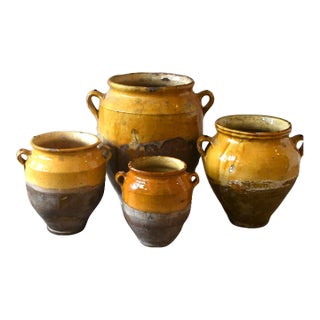 Antique French Ochre-Glazed Earthenware Confit Jar - Large For Sale