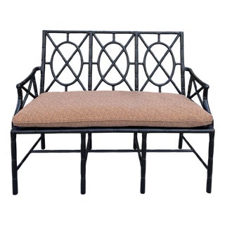 Hollywood Regency Faux Bamboo Loveseat Sofa Settee For Sale