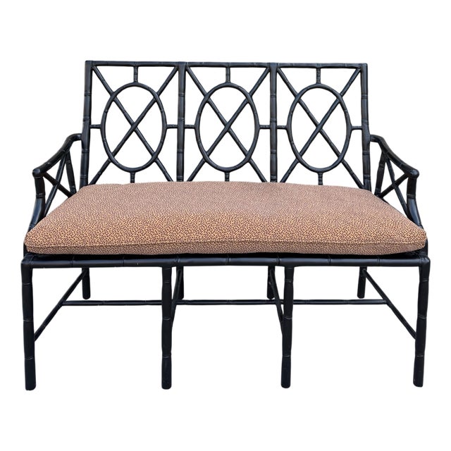 Hollywood Regency Faux Bamboo Loveseat Sofa Settee For Sale