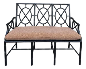 Hollywood Regency Faux Bamboo Loveseat Sofa Settee