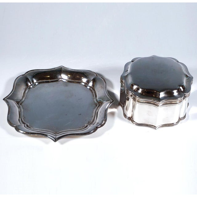 Baroque Antique Silver Tin on Presenter by J.M. Van Kempen en Zonen, Netherlands, 1872, Set of 2 For Sale - Image 3 of 10