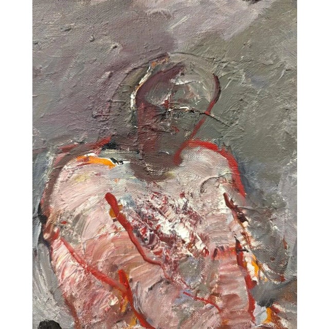 Mid-Century Modern "Enigma" Vintage Oil Painting, Framed For Sale - Image 10 of 12