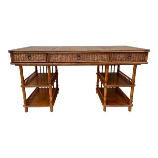 Vintage Tropical Rattan and Bamboo Tommy Bahama Desk For Sale