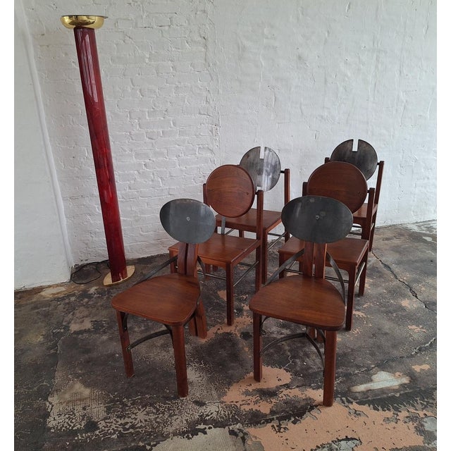 Mid-Century Brutalist Teak and Steel Dining Chairs, Set of 6 For Sale - Image 14 of 18