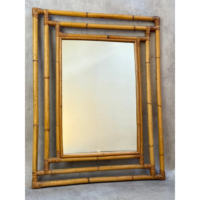 Vintage French Rattan Mirror, 1960s For Sale - Image 6 of 6