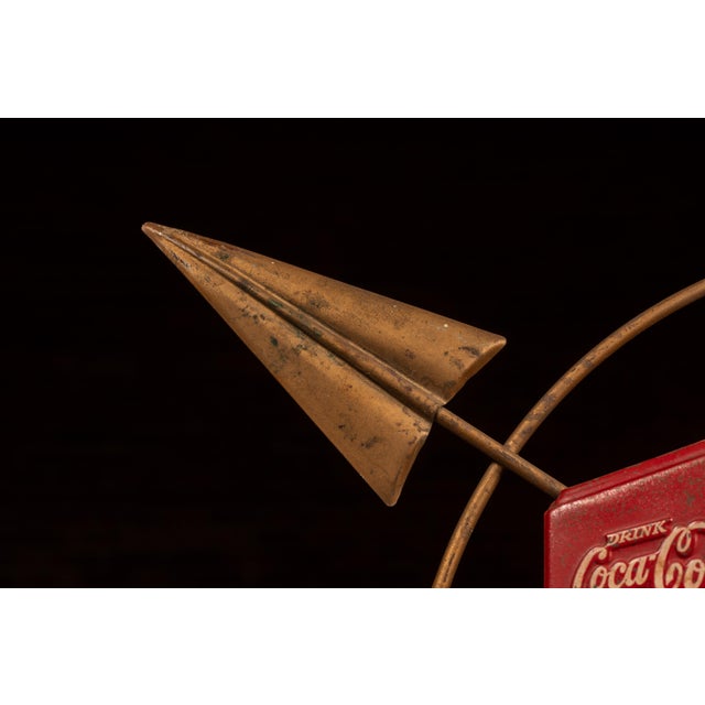 Metal Vintage Figural Coca-Cola Cooler Directional Arrow Sign For Sale - Image 7 of 8