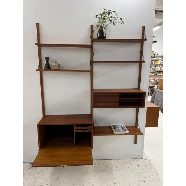 Brown Vintage Danish 2-Bay Wall Unit by P. Cadovius, 1960s For Sale - Image 8 of 18
