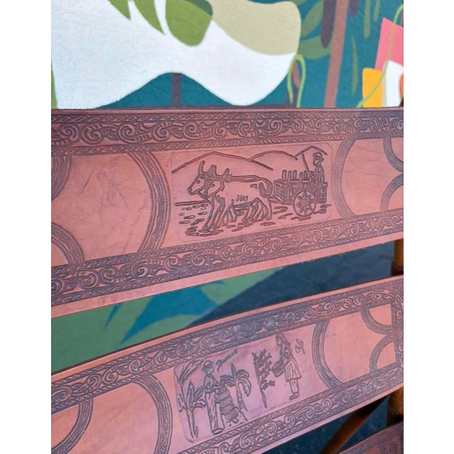 Vintage Embossed Leather Costa Rican Rocking Chair For Sale - Image 11 of 11