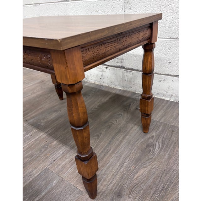 Wood Vintage Jacobean Revival Style Coffee Table Side Table End Table For Sale - Image 7 of 10