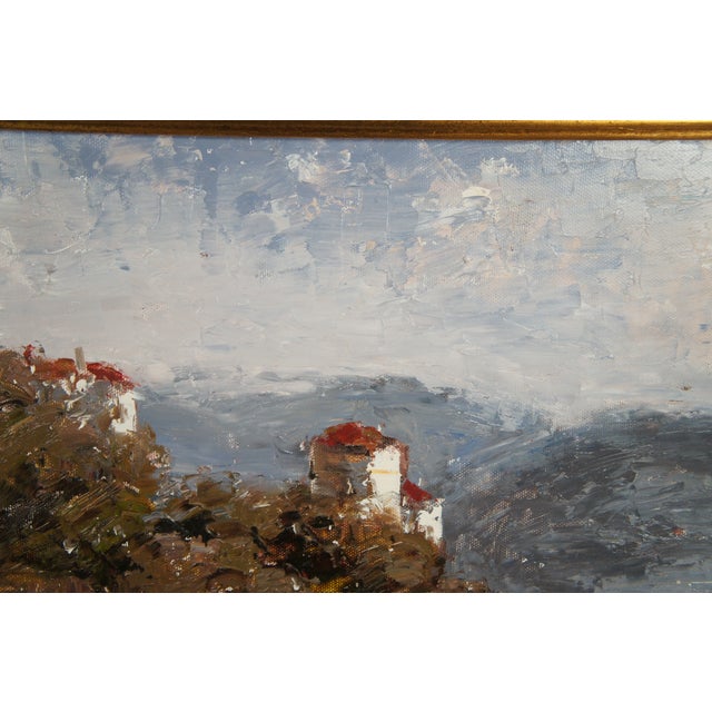 Wood Early 20th Century European Impressionist Oil Painting Coastal Seascape Sailboats Signed & Framed For Sale - Image 7 of 11