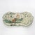 This charming vintage scalloped decorative tray features a whimsical, hand-painted exotic jungle scene set against a...
