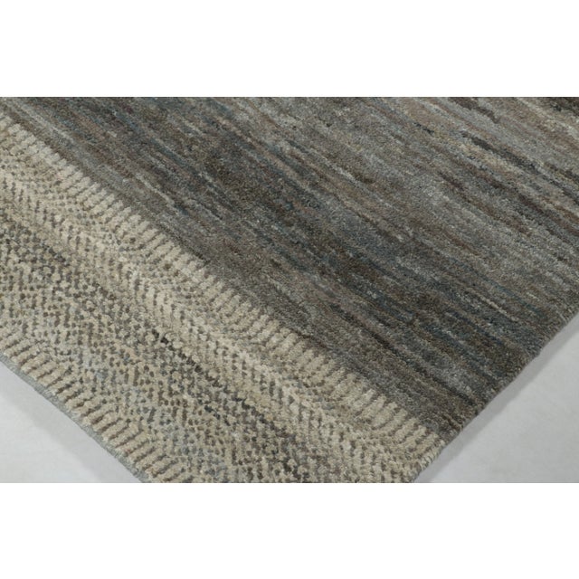 Modern Rug & Kilim's Solid Textural Rug, Blue and Gray Monochrome Stripes and Striae For Sale - Image 3 of 7