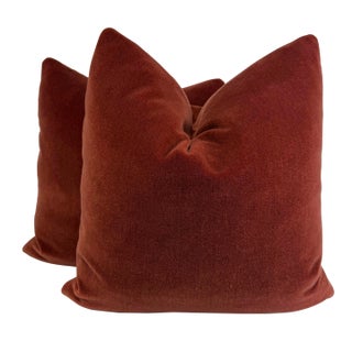 Schumacher "San Carlo Mohair" in Sienna 22" Pillows-a Pair For Sale