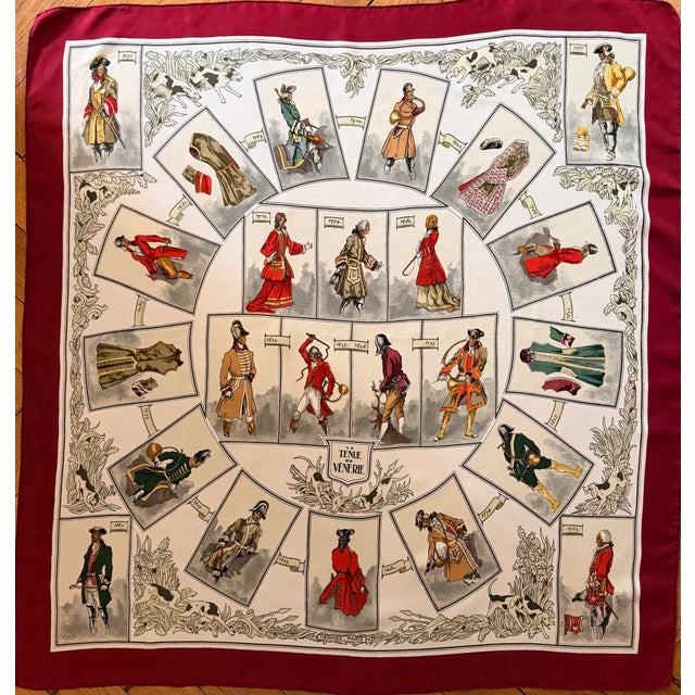 Hermès Hermès Tenue De Vénerie 1964 Silk Scarf Designed by Charles Hallo For Sale - Image 4 of 12