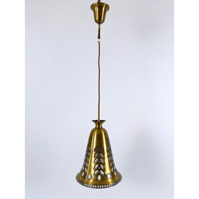 Metal Mid-Century Pendant Lamp in Brass and Crystal by Oswald Haerdtl for Lobmeyr, Austria, 1950s For Sale - Image 7 of 18