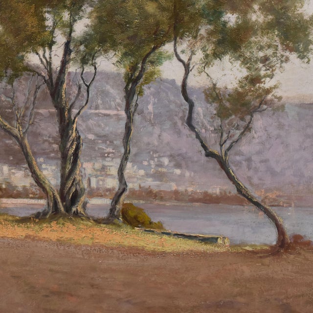 Emilio Filippini, Seascape and Olive Trees, 20th Century, Oil on Canvas For Sale - Image 4 of 11