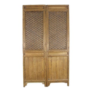 Early 20 Century Antique Chinese Screen Door - a Set of Lattice Screen Panels For Sale