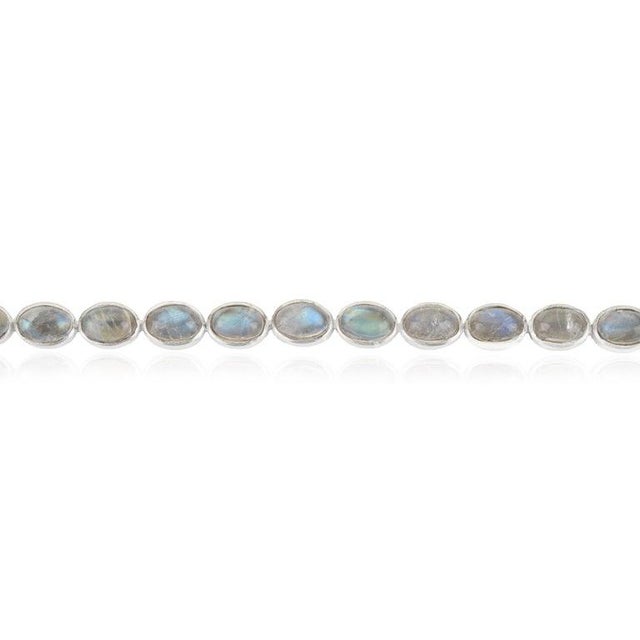 Art Deco Caratandher 14.55ct Natural Moonstone Handcrafted Tennis Bracelet for Solid Silver For Sale - Image 3 of 11