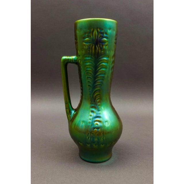 Mid-Century Modern Mid 20th Century Zsolnay Hungary Vintage Art Deco Eosin Tankard Pitcher Ewer Jug For Sale - Image 3 of 9