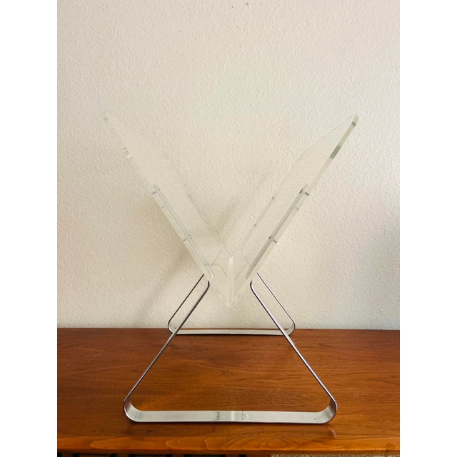 1970s Milo Baughman Style Chrome and Lucite Magazine Holder For Sale - Image 10 of 12
