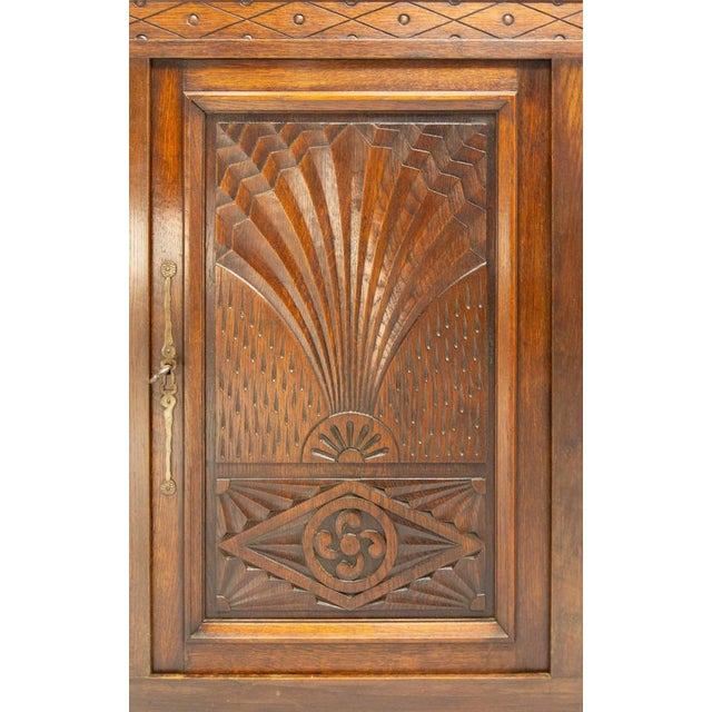 Vintage French Neogothic Style Oak & Wrought Iron Buffet, 1960s For Sale - Image 13 of 18