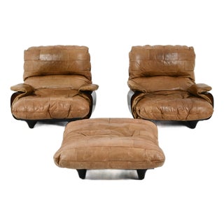 Marsala Lounge Chairs & Ottoman by Michel Ducaroy for Ligne Roset, 1970s, Set of 3 For Sale